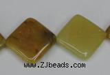 CFW161 15.5 inches 20*20mm diamond flower jade gemstone beads