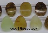 CFW171 Top drilled 13*18mm flat teardrop flower jade gemstone beads