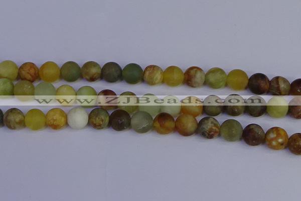 CFW205 15.5 inches 14mm round matte flower jade beads wholesale