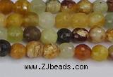 CFW210 15.5 inches 4mm faceted round flower jade beads