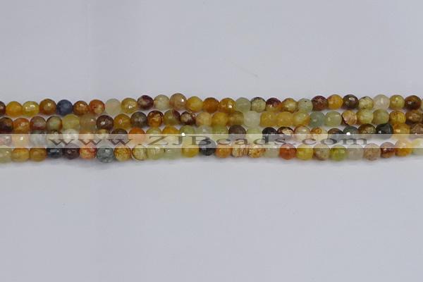 CFW210 15.5 inches 4mm faceted round flower jade beads