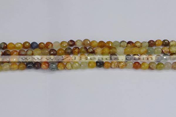 CFW211 15.5 inches 6mm faceted round flower jade beads