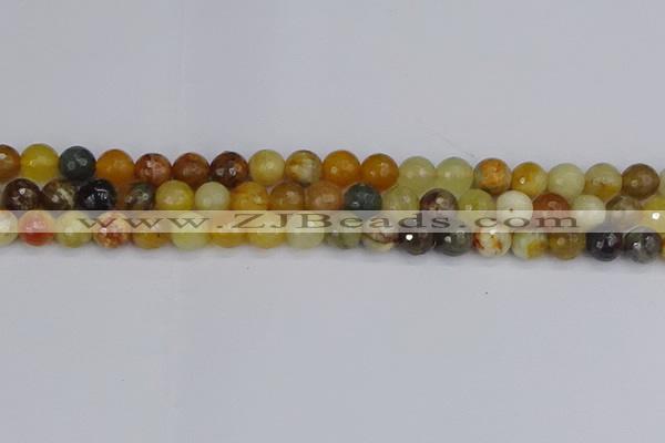 CFW212 15.5 inches 8mm faceted round flower jade beads