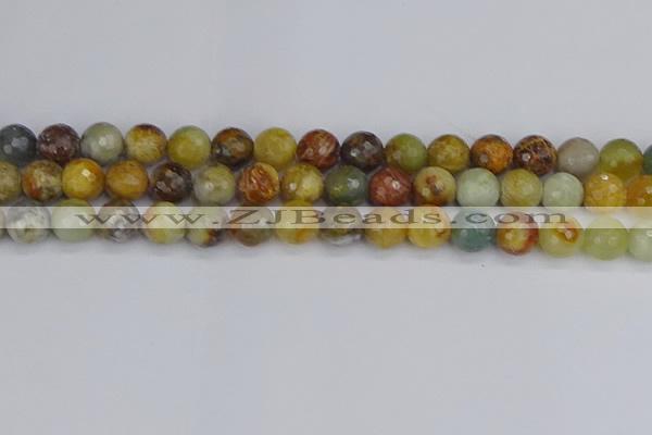 CFW213 15.5 inches 10mm faceted round flower jade beads