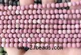 CFW35 15.5 inches 4mm round matte pink wooden jasper beads