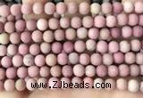 CFW36 15.5 inches 6mm round matte pink wooden jasper beads