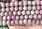CFW39 15.5 inches 12mm round matte pink wooden jasper beads