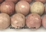 CFW61 15 inches 8mm faceted round pink wooden jasper beads