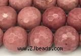 CFW66 15 inches 8mm faceted round pink wooden jasper beads