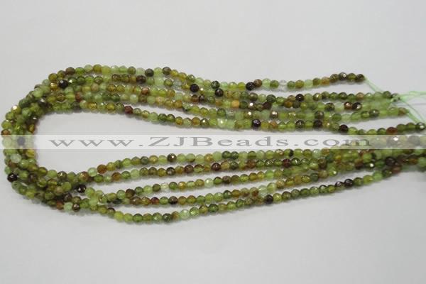 CGA122 15.5 inches 4mm faceted round natural green garnet beads