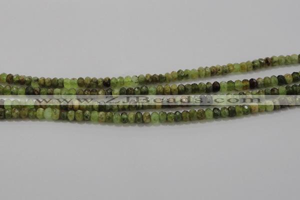 CGA146 15.5 inches 4*6mm faceted rondelle natural green garnet beads