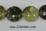 CGA215 15.5 inches 18mm flat round natural green garnet beads
