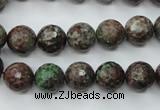 CGA314 15.5 inches 12mm faceted round red green garnet gemstone beads