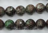 CGA315 15.5 inches 14mm faceted round red green garnet gemstone beads