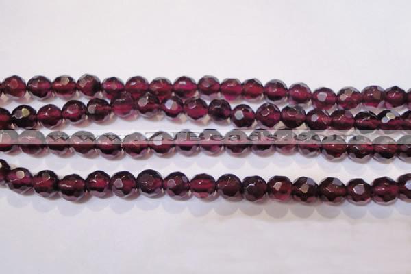 CGA362 14 inches 5mm faceted round natural red garnet beads wholesale