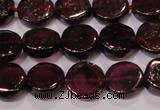 CGA383 15 inches 7mm coin natural red garnet beads wholesale