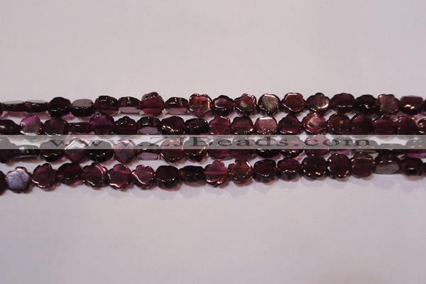 CGA385 15 inches 5mm carved flower natural red garnet beads wholesale