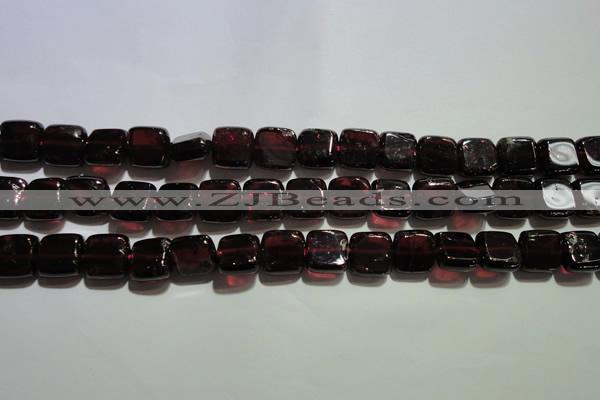 CGA401 15.5 inches 8*8mm square natural red garnet beads wholesale