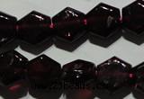 CGA411 15.5 inches 8*9mm hexagon natural red garnet beads wholesale