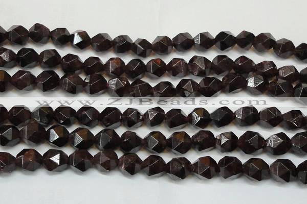 CGA454 15.5 inches 14mm faceted nuggets natural red garnet beads