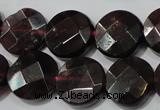 CGA477 15.5 inches 10mm faceted coin natural red garnet beads