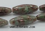 CGA55 15.5 inches 10*30mm rice red green garnet gemstone beads