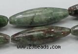 CGA56 15.5 inches 12*40mm rice red green garnet gemstone beads
