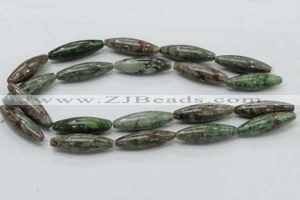 CGA56 15.5 inches 12*40mm rice red green garnet gemstone beads