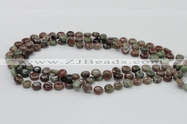 CGA58 15.5 inches 10mm flat round red green garnet gemstone beads