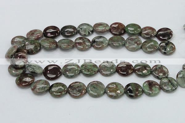 CGA60 15.5 inches 20mm flat round red green garnet gemstone beads