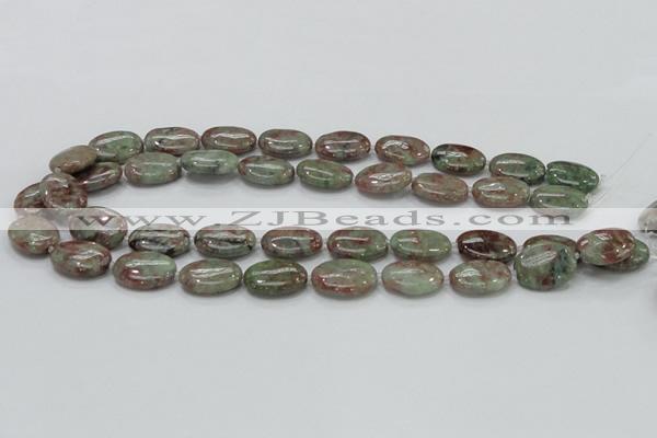 CGA66 15.5 inches 15*20mm oval red green garnet gemstone beads