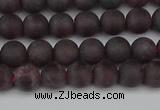 CGA671 15.5 inches 6mm round matte red garnet beads wholesale