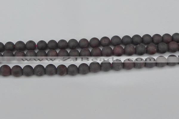 CGA672 15.5 inches 8mm round matte red garnet beads wholesale