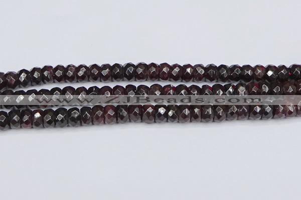 CGA679 15.5 inches 5*9mm faceted rondelle red garnet beads