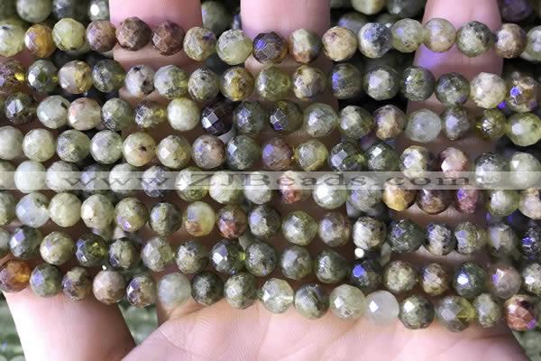 CGA705 15.5 inches 6mm faceted round green garnet beads