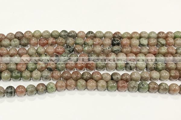 CGA716 15.5 inches 6mm round Chinese red & green garnet beads