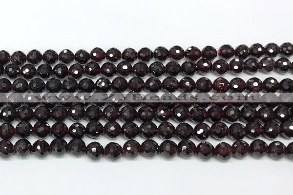 CGA736 15 inches 6mm faceted round red garnet beads