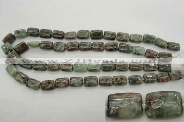 CGA74 15.5 inches 10*14mm rectangle red green garnet gemstone beads