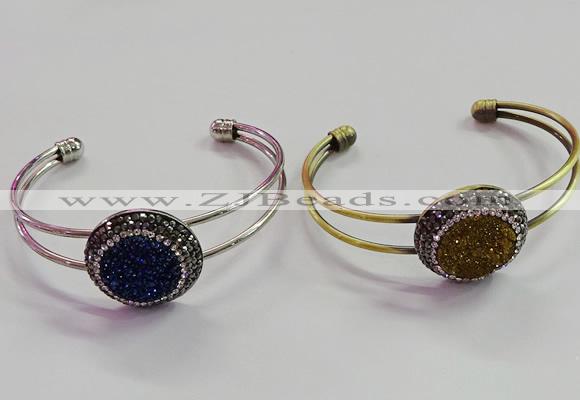 CGB1517 25mm coin plated druzy agate bangles wholesale