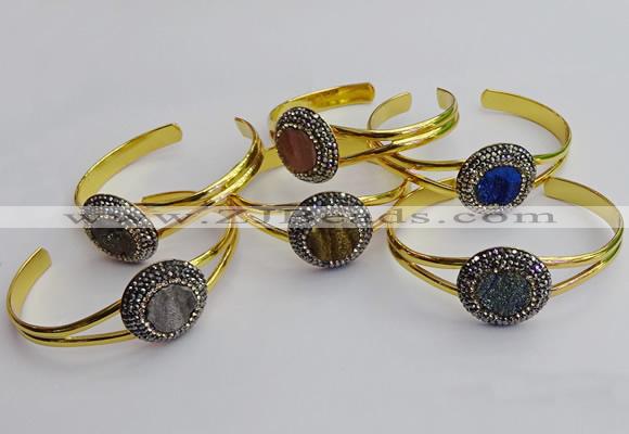 CGB2035 25mm coin plated druzy agate bangles wholesale