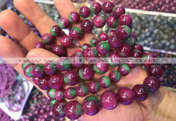 CGB2530 7.5 inches 12mm round ruby zoisite beaded bracelets