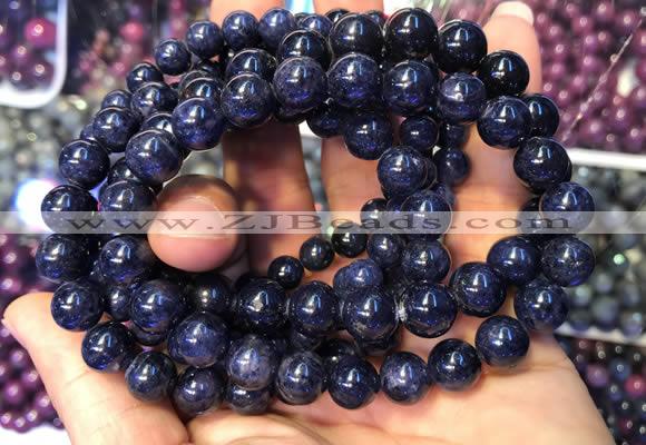 CGB2535 7.5 inches 9mm round sapphire gemstone beaded bracelets