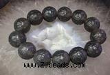 CGB3000 7.5 inches 17mm - 18mm carved round grey agate bracelet