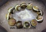 CGB3010 7.5 inches 16*19mm - 20*22mm carved round agate bracelet