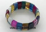 CGB3160 7.5 inches 11*23mm faceted rectangle agate bracelets