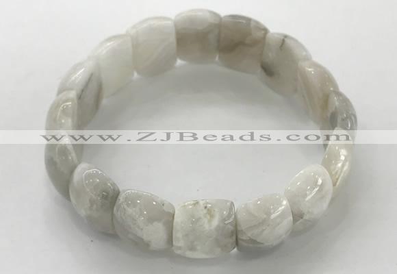 CGB3227 7.5 inches 12*20mm oval grey agate gemstone bracelets