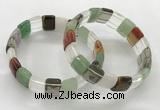 CGB3427 7.5 inches 12*15mm faceted rectangle mixed gemstone bracelets