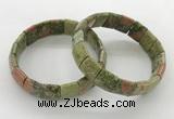 CGB3432 7.5 inches 12*15mm faceted rectangle unakite bracelets