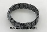 CGB3437 7.5 inches 12*15mm faceted rectangle snowflake obsidian bracelets