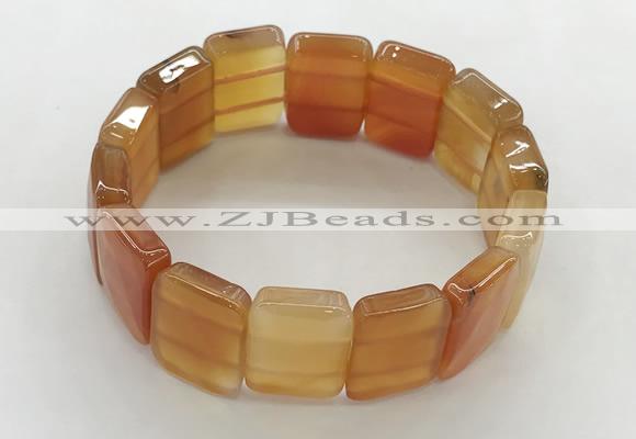 CGB3480 7.5 inches 15*20mm faceted rectangle red agate bracelets